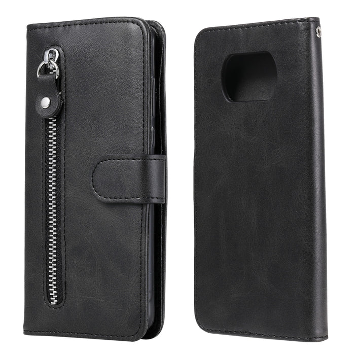 Funda de cuero con tapa horizontal y cremallera con textura de becerro a la moda con soporte y ranuras para tarjetas y función de billetera, For Samsung Galaxy S20 FE, For Xiaomi Poco X3 NFC