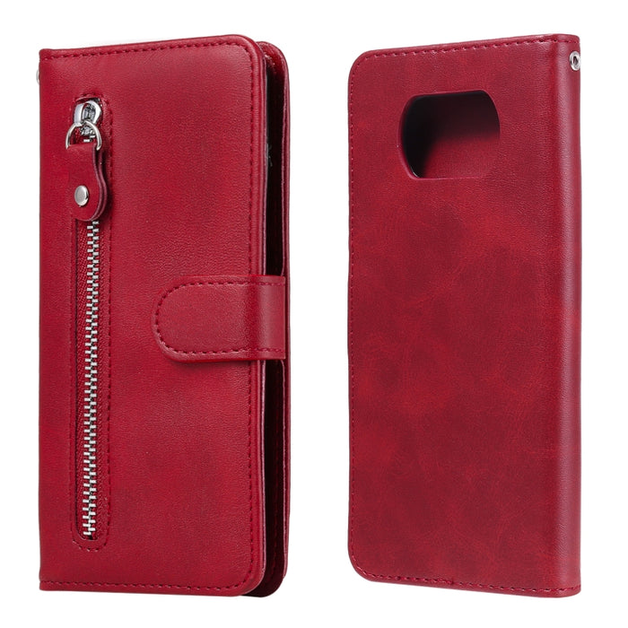 Funda de cuero con tapa horizontal y cremallera con textura de becerro a la moda con soporte y ranuras para tarjetas y función de billetera, For Samsung Galaxy S20 FE, For Xiaomi Poco X3 NFC