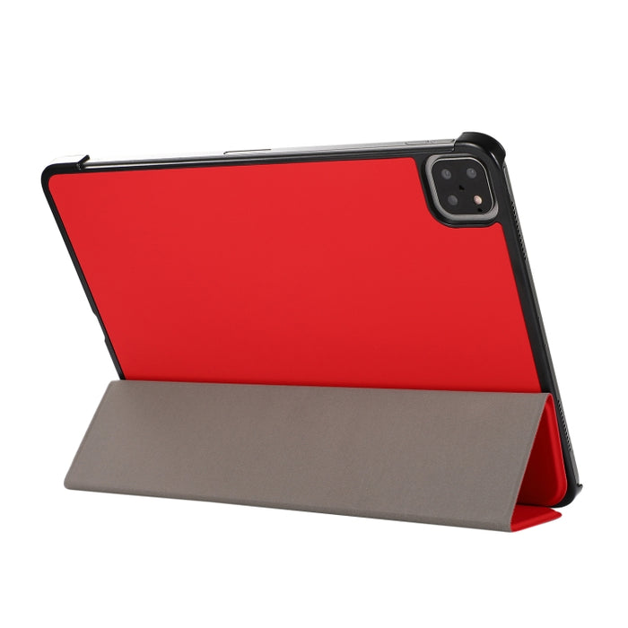 Estuche de cuero TPU + PU con tapa horizontal y textura de piel de 3 pliegues con soporte