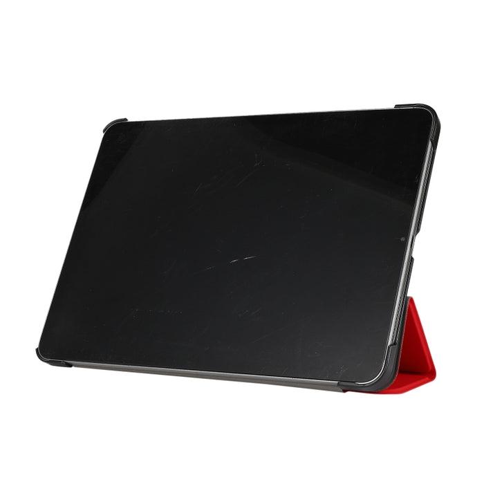 Estuche de cuero TPU + PU con tapa horizontal y textura de piel de 3 pliegues con soporte