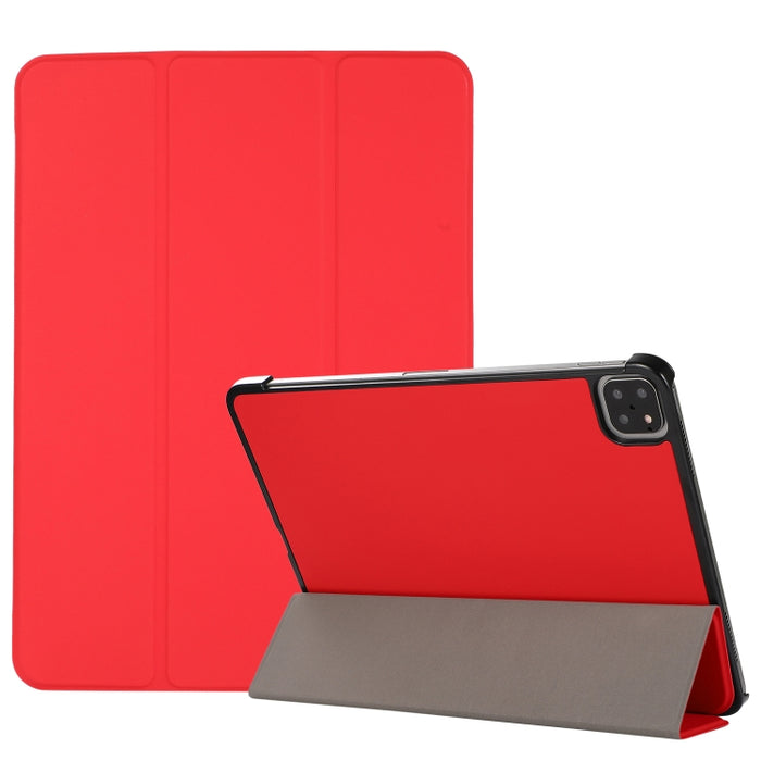 Estuche de cuero TPU + PU con tapa horizontal y textura de piel de 3 pliegues con soporte