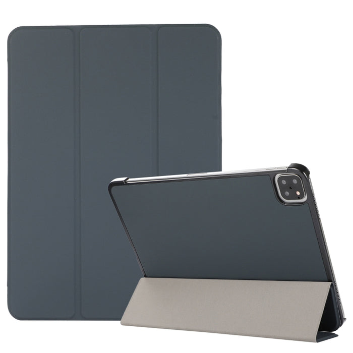 Estuche de cuero TPU + PU con tapa horizontal y textura de piel de 3 pliegues con soporte