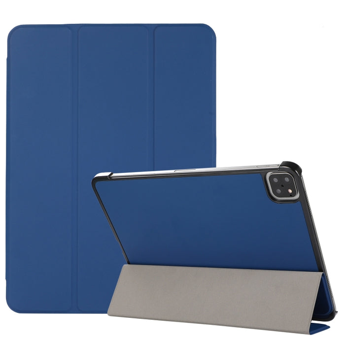 Estuche de cuero TPU + PU con tapa horizontal y textura de piel de 3 pliegues con soporte