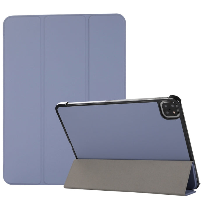 Estuche de cuero TPU + PU con tapa horizontal y textura de piel de 3 pliegues con soporte