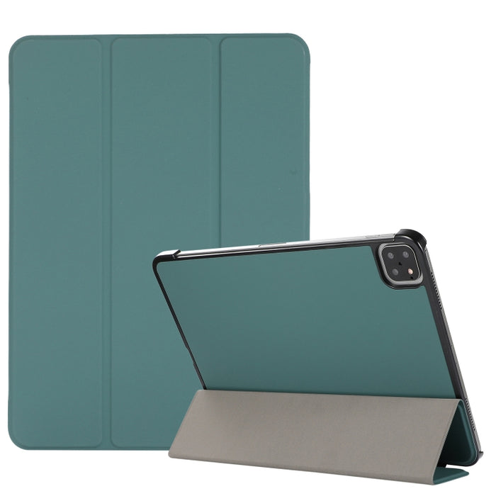 Estuche de cuero TPU + PU con tapa horizontal y textura de piel de 3 pliegues con soporte