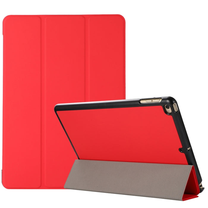 Estuche de cuero TPU + PU con tapa horizontal y textura de piel de 3 pliegues con soporte