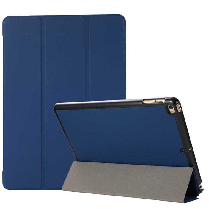 Estuche de cuero TPU + PU con tapa horizontal y textura de piel de 3 pliegues con soporte