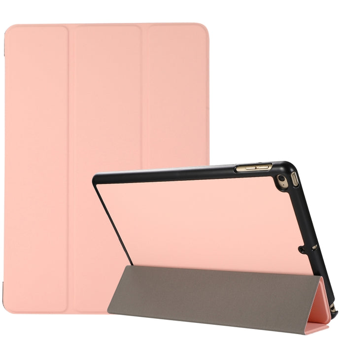 Estuche de cuero TPU + PU con tapa horizontal y textura de piel de 3 pliegues con soporte
