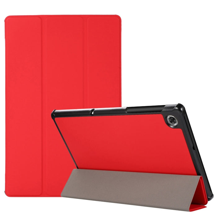 Estuche de cuero TPU + PU con tapa horizontal y textura de piel de 3 pliegues con soporte