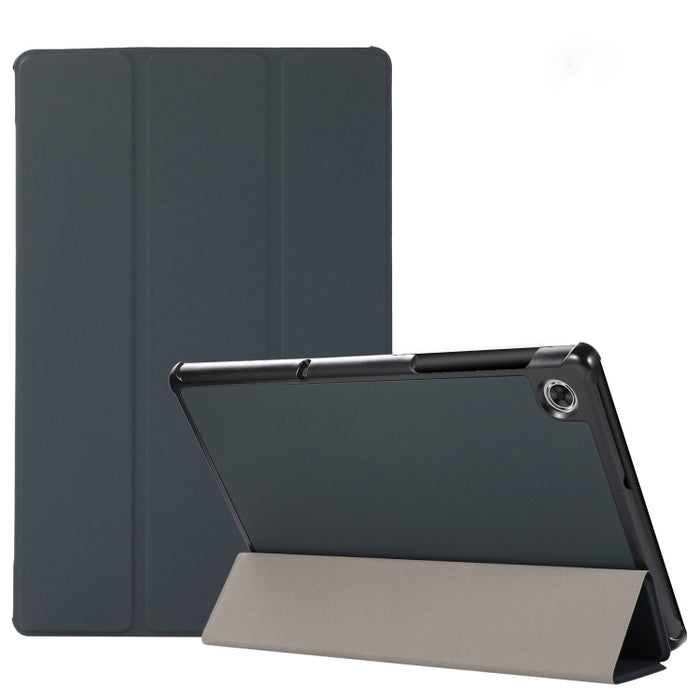 Estuche de cuero TPU + PU con tapa horizontal y textura de piel de 3 pliegues con soporte