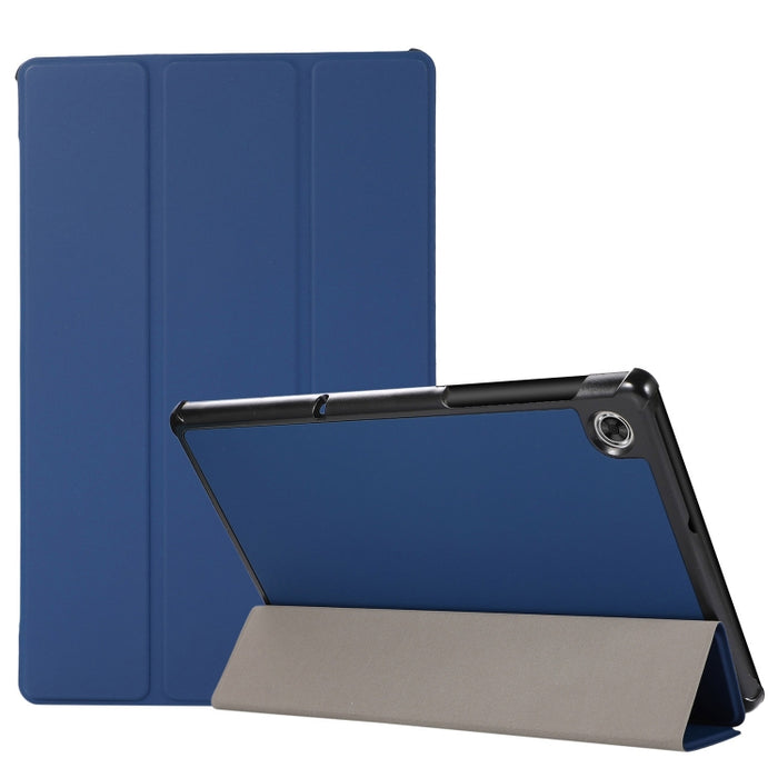 Estuche de cuero TPU + PU con tapa horizontal y textura de piel de 3 pliegues con soporte