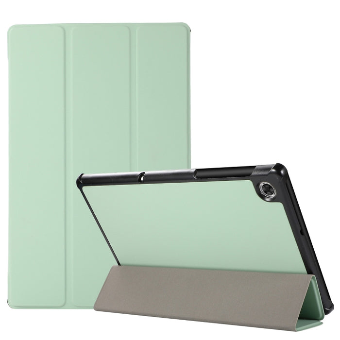 Estuche de cuero TPU + PU con tapa horizontal y textura de piel de 3 pliegues con soporte