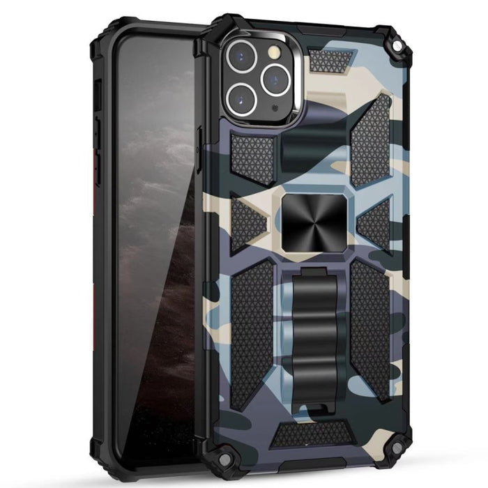 Camuflaje Armadura a prueba de golpes TPU + PC Estuche protector magnético con soporte, For iPhone 12 / 12 Pro, For iPhone 12 Pro Max