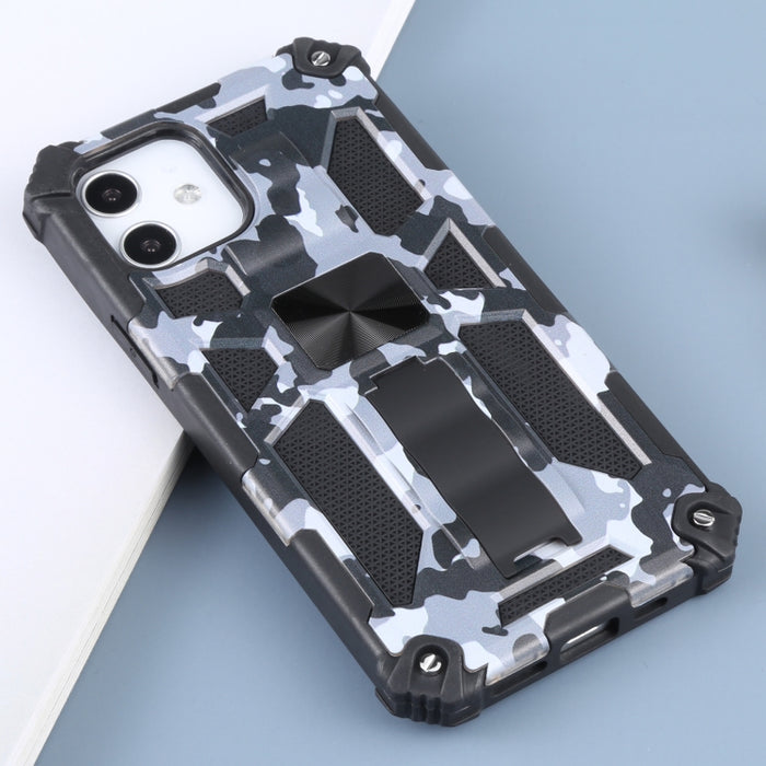 Camuflaje Armadura a prueba de golpes TPU + PC Estuche protector magnético con soporte, For iPhone 12 / 12 Pro, For iPhone 12 Pro Max