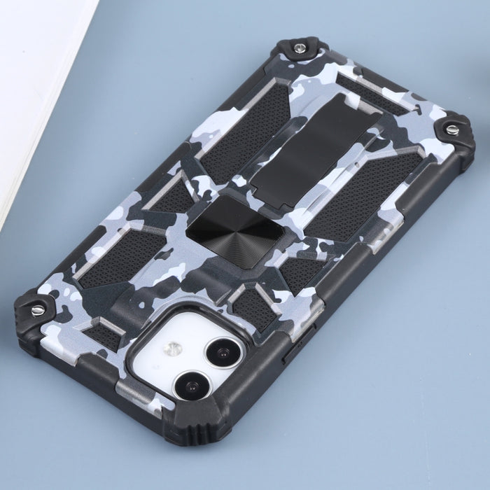 Camuflaje Armadura a prueba de golpes TPU + PC Estuche protector magnético con soporte, For iPhone 12 / 12 Pro, For iPhone 12 Pro Max