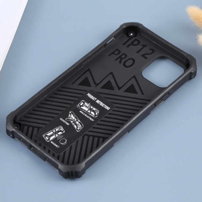 Camuflaje Armadura a prueba de golpes TPU + PC Estuche protector magnético con soporte, For iPhone 12 / 12 Pro, For iPhone 12 Pro Max
