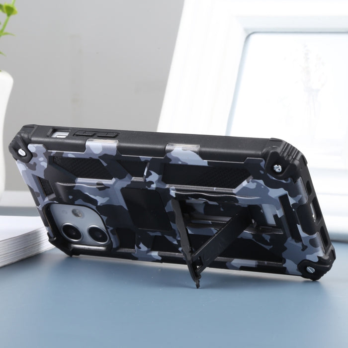 Camuflaje Armadura a prueba de golpes TPU + PC Estuche protector magnético con soporte, For iPhone 12 / 12 Pro, For iPhone 12 Pro Max