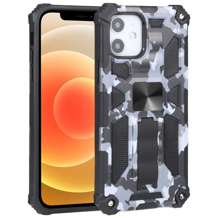 Camuflaje Armadura a prueba de golpes TPU + PC Estuche protector magnético con soporte, For iPhone 12 / 12 Pro, For iPhone 12 Pro Max