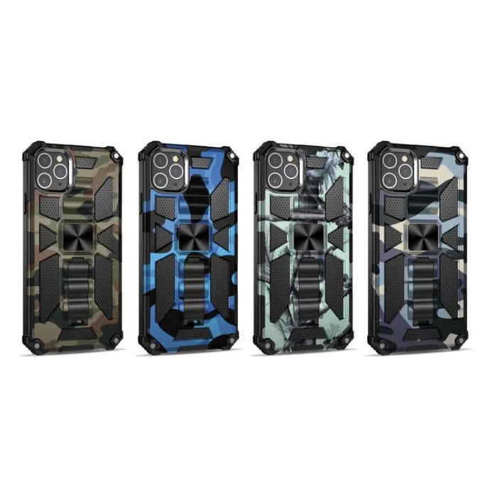 Camuflaje Armadura a prueba de golpes TPU + PC Estuche protector magnético con soporte, For iPhone 12 / 12 Pro, For iPhone 12 Pro Max