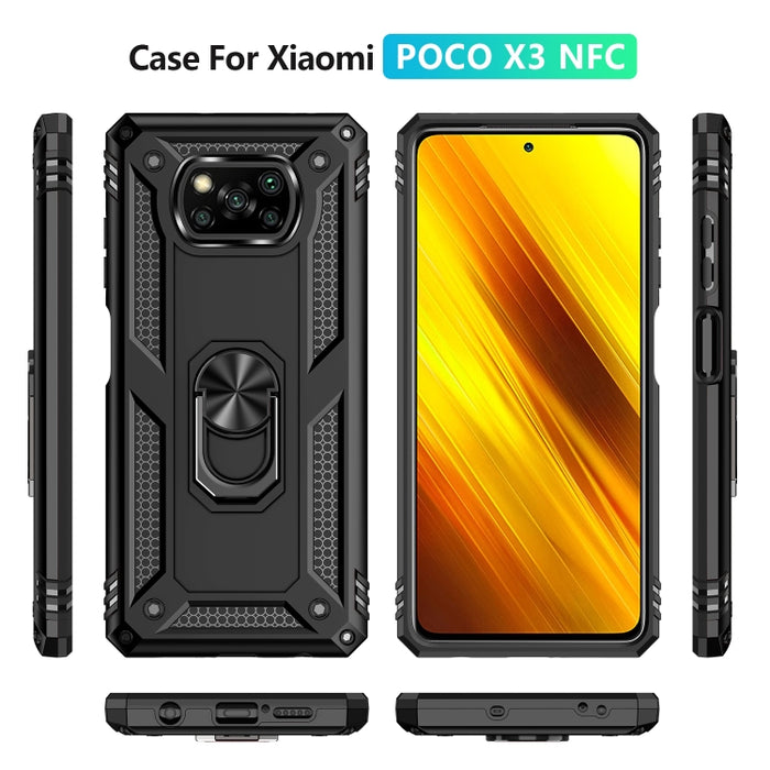 Funda protectora de TPU + PC a prueba de golpes con soporte giratorio de 360 grados, For Xiaomi Poco X3 NFC