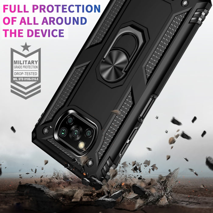 Funda protectora de TPU + PC a prueba de golpes con soporte giratorio de 360 grados, For Xiaomi Poco X3 NFC