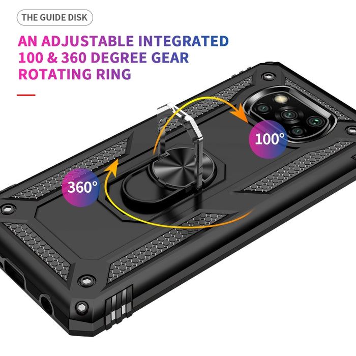 Funda protectora de TPU + PC a prueba de golpes con soporte giratorio de 360 grados, For Xiaomi Poco X3 NFC