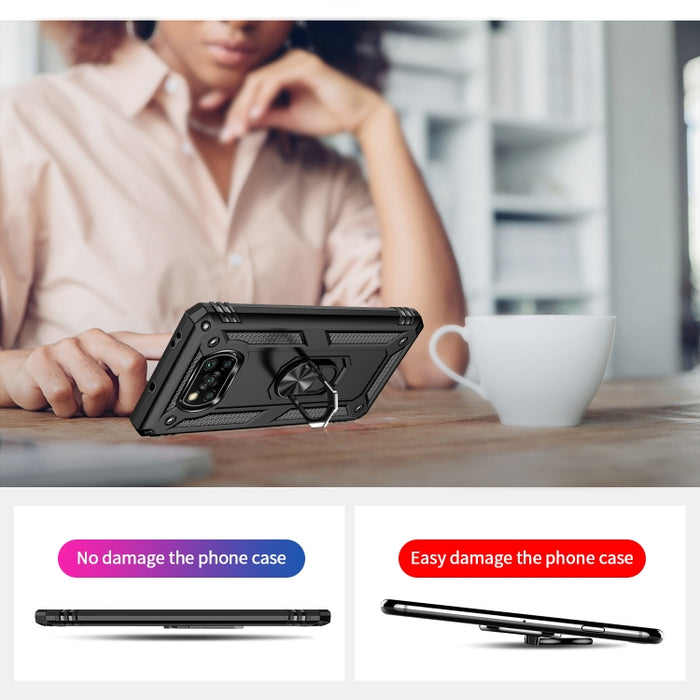 Funda protectora de TPU + PC a prueba de golpes con soporte giratorio de 360 grados, For Xiaomi Poco X3 NFC