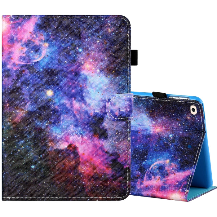 Estuche de cuero plano pintado horizontal con hilo de coser con cubierta para bolígrafo y tira antideslizante y ranura para tarjeta y soporte y función de reposo/activación