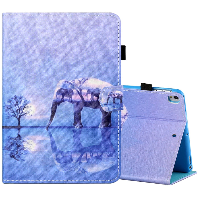 Estuche de cuero plano pintado horizontal con hilo de coser con cubierta para bolígrafo y tira antideslizante y ranura para tarjeta y soporte y función de reposo/activación