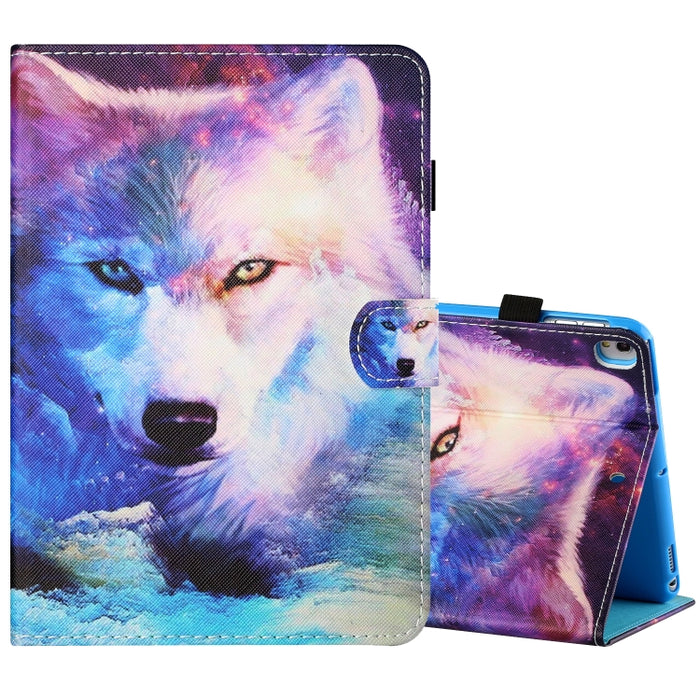 Estuche de cuero plano pintado horizontal con hilo de coser con cubierta para bolígrafo y tira antideslizante y ranura para tarjeta y soporte y función de reposo/activación