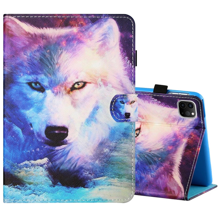 Estuche de cuero plano pintado horizontal con hilo de coser con cubierta para bolígrafo y tira antideslizante y ranura para tarjeta y soporte y función de reposo/activación