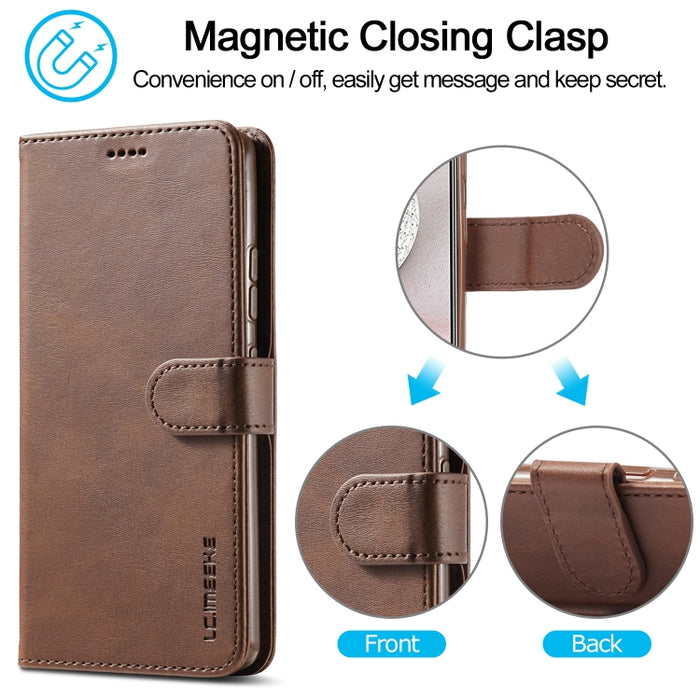 LC.IMEEKE Estuche de cuero con tapa horizontal con textura de becerro con soporte y ranuras para tarjetas y billetera, For Samsung Galaxy A42 5G, For Samsung Galaxy S21 5G, For Samsung Galaxy S21+ 5G, For Samsung Galaxy S21 Ultra 5G                    ...