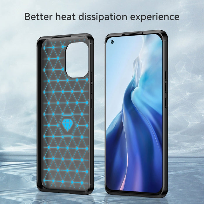 Estuche de TPU de fibra de carbono con textura cepillada, For Xiaomi Mi 11