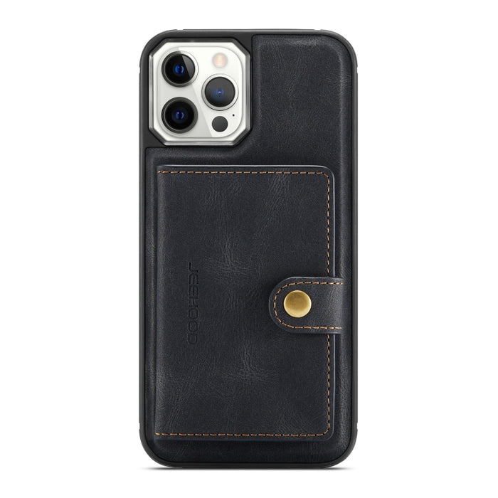 JEEHOOD Estuche de cuero desmontable magnético retro con billetera y ranura para tarjeta y soporte
