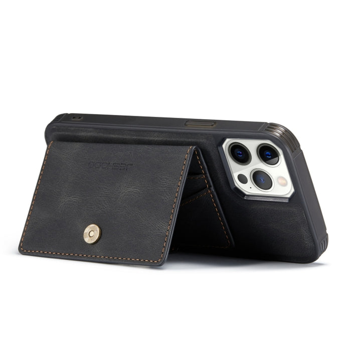 JEEHOOD Estuche de cuero desmontable magnético retro con billetera y ranura para tarjeta y soporte