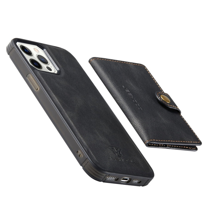 JEEHOOD Estuche de cuero desmontable magnético retro con billetera y ranura para tarjeta y soporte