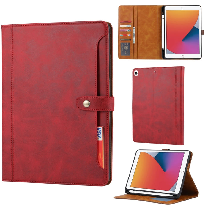Estuche de cuero con tapa horizontal y cierre doble con textura de becerro con marco de fotos y soporte y ranuras para tarjetas y billetera, For iPad 10.2, For iPad Pro 10.5, For iPad 9.7 (2018/2017) / Air 2, For iPad mini 5 / mini 4 / mini 3          ...