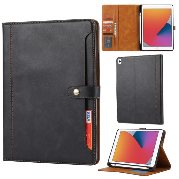 Estuche de cuero con tapa horizontal y cierre doble con textura de becerro con marco de fotos y soporte y ranuras para tarjetas y billetera, For iPad 10.2, For iPad Pro 10.5, For iPad 9.7 (2018/2017) / Air 2, For iPad mini 5 / mini 4 / mini 3          ...