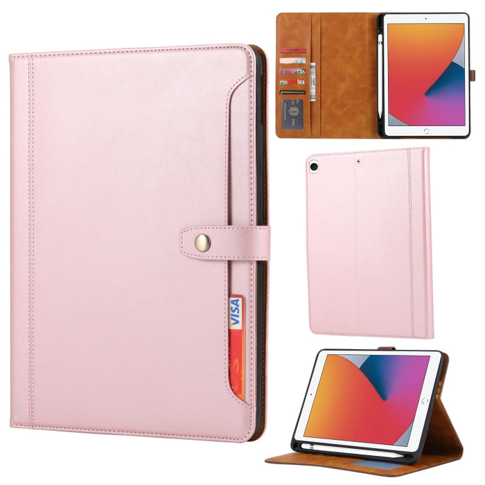 Estuche de cuero con tapa horizontal y cierre doble con textura de becerro con marco de fotos y soporte y ranuras para tarjetas y billetera, For iPad 10.2, For iPad Pro 10.5, For iPad 9.7 (2018/2017) / Air 2, For iPad mini 5 / mini 4 / mini 3          ...