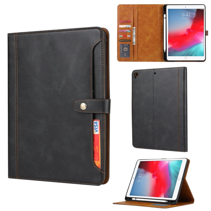 Estuche de cuero con tapa horizontal y cierre doble con textura de becerro con marco de fotos y soporte y ranuras para tarjetas y billetera, For iPad 10.2, For iPad Pro 10.5, For iPad 9.7 (2018/2017) / Air 2, For iPad mini 5 / mini 4 / mini 3          ...