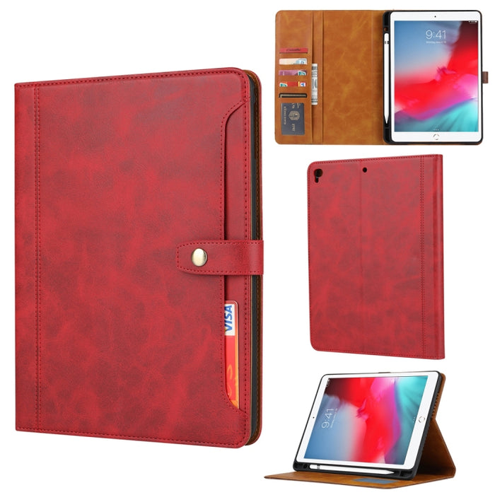 Estuche de cuero con tapa horizontal y cierre doble con textura de becerro con marco de fotos y soporte y ranuras para tarjetas y billetera, For iPad 10.2, For iPad Pro 10.5, For iPad 9.7 (2018/2017) / Air 2, For iPad mini 5 / mini 4 / mini 3          ...