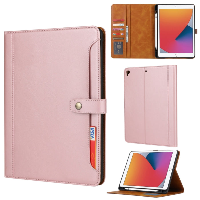 Estuche de cuero con tapa horizontal y cierre doble con textura de becerro con marco de fotos y soporte y ranuras para tarjetas y billetera, For iPad 10.2, For iPad Pro 10.5, For iPad 9.7 (2018/2017) / Air 2, For iPad mini 5 / mini 4 / mini 3          ...
