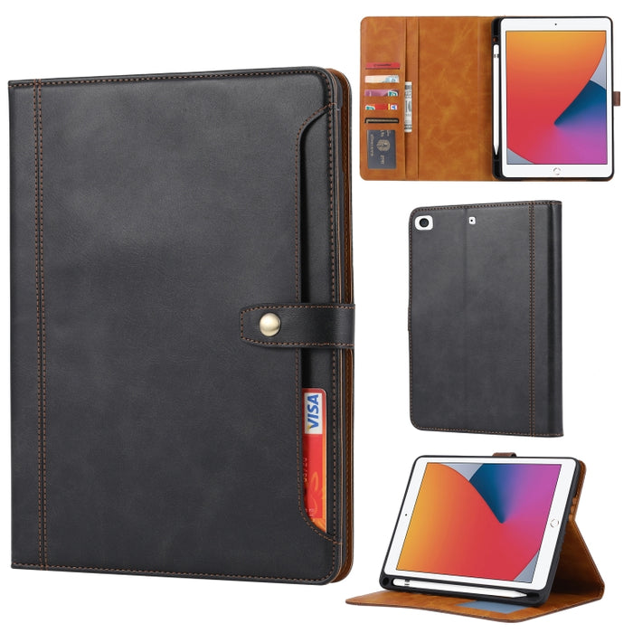 Estuche de cuero con tapa horizontal y cierre doble con textura de becerro con marco de fotos y soporte y ranuras para tarjetas y billetera, For iPad 10.2, For iPad Pro 10.5, For iPad 9.7 (2018/2017) / Air 2, For iPad mini 5 / mini 4 / mini 3          ...