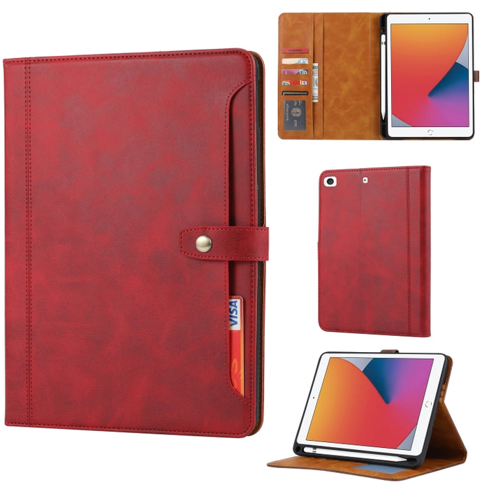 Estuche de cuero con tapa horizontal y cierre doble con textura de becerro con marco de fotos y soporte y ranuras para tarjetas y billetera, For iPad 10.2, For iPad Pro 10.5, For iPad 9.7 (2018/2017) / Air 2, For iPad mini 5 / mini 4 / mini 3          ...