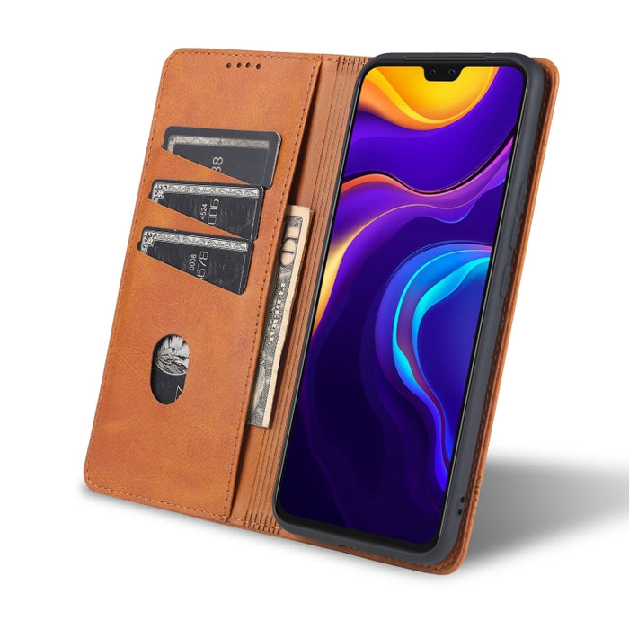 Estuche de cuero con tapa horizontal y textura de becerro magnético ZNS con ranuras para tarjetas y soporte y billetera, For vivo V20 Pro / S7, For Xiaomi Mi Note 10 Lite