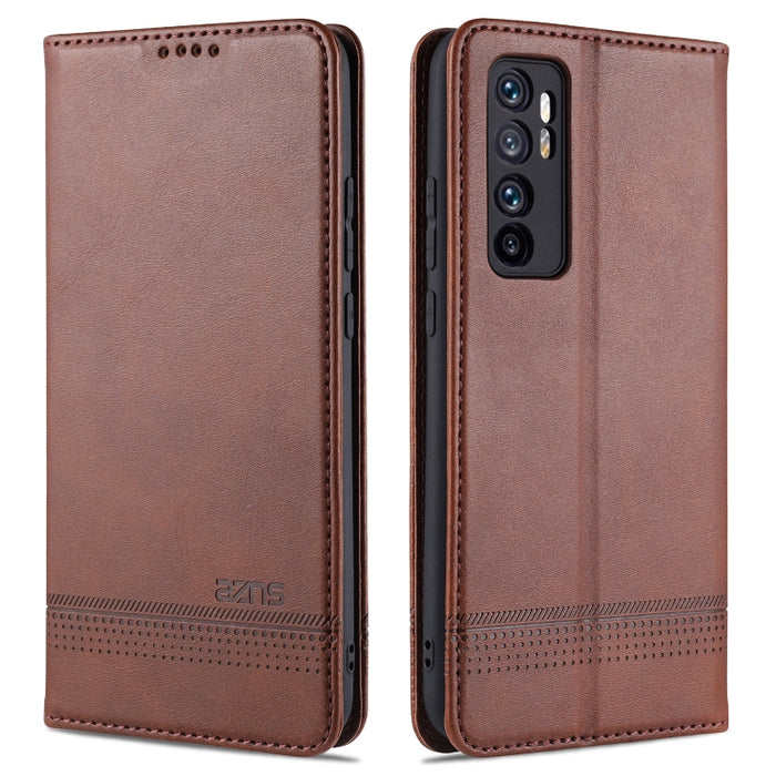 Estuche de cuero con tapa horizontal y textura de becerro magnético ZNS con ranuras para tarjetas y soporte y billetera, For vivo V20 Pro / S7, For Xiaomi Mi Note 10 Lite