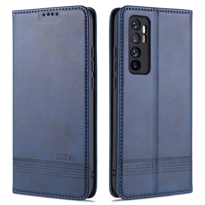 Estuche de cuero con tapa horizontal y textura de becerro magnético ZNS con ranuras para tarjetas y soporte y billetera, For vivo V20 Pro / S7, For Xiaomi Mi Note 10 Lite