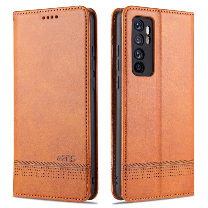 Estuche de cuero con tapa horizontal y textura de becerro magnético ZNS con ranuras para tarjetas y soporte y billetera, For vivo V20 Pro / S7, For Xiaomi Mi Note 10 Lite