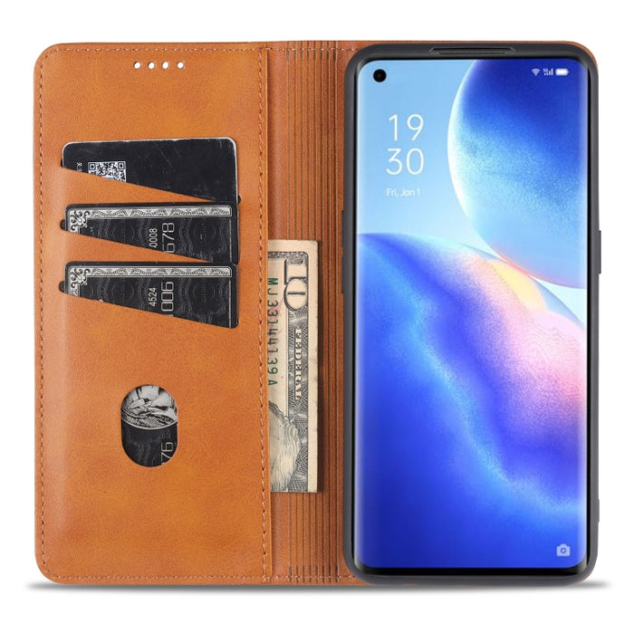 AZNS Estuche de cuero con tapa horizontal con textura de becerro magnético con ranuras para tarjetas y soporte y billetera, For Oppo Reno5 5G, For Oppo Reno5 Pro 5G, For Xiaomi Redmi Note 9 5G