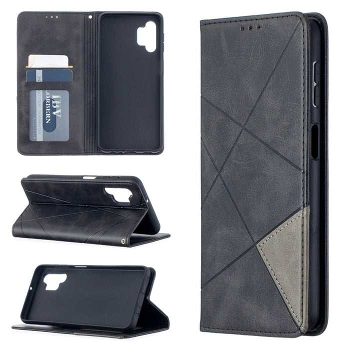 Estuche de cuero con tapa horizontal magnética invisible prismática con soporte y ranuras para tarjetas y marco de fotos, For Samsung Galaxy A32 5G, For Samsung Galaxy A52 5G, For Samsung Galaxy A72 5G, For Xiaomi Poco M3